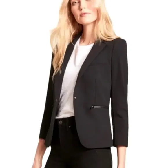 Veronica Beard 0 Core Schoolboy $645 Scuba Blazer Dickey Jacket Fitted Black NWT - Picture 2 of 16